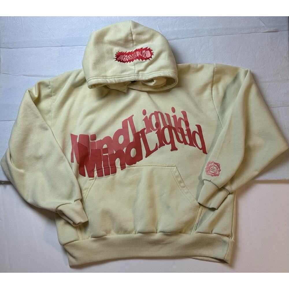 Mind Liquid Studio Transparency Hoodie Cream Liquid Words Size LARGE
